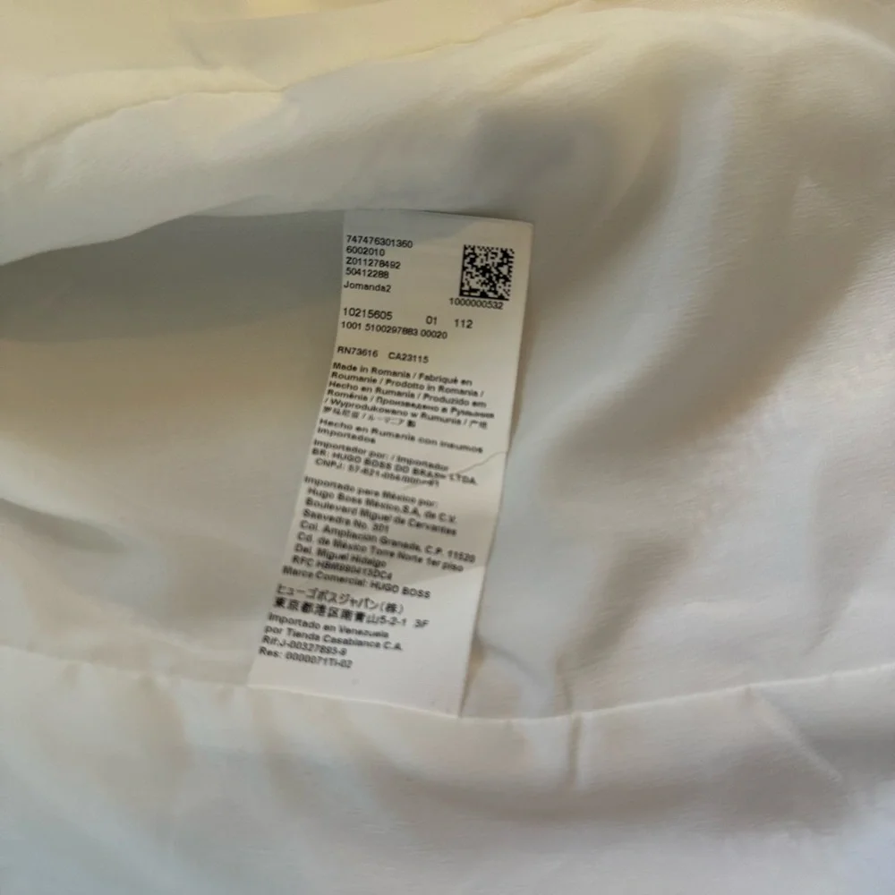 Hugo Boss BOSS White Cream Striped Tweed Blazer Womens Office Wear Womens Sz 14 - Picture 9 of 10